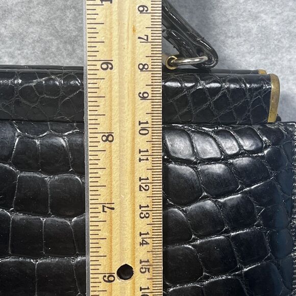 Vintage Crocodile Embossed Leather Top Handle Bag Womens Purse 60s Retro USA‎ - Picture 12 of 16